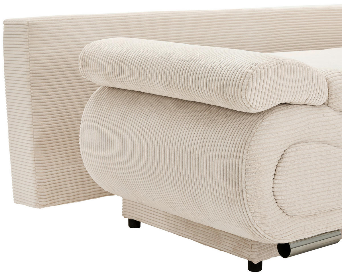SCHLAFSOFA  in Cord Hellgrau, Beige  - Chromfarben/Beige, Design, Textil/Metall (200/78/90cm) - Venda