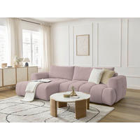 ECKSCHLAFSOFA FUJI Leinenoptik Pink  inkl.  - Pink/Schwarz, MODERN, Kunststoff/Textil (160/292cm)