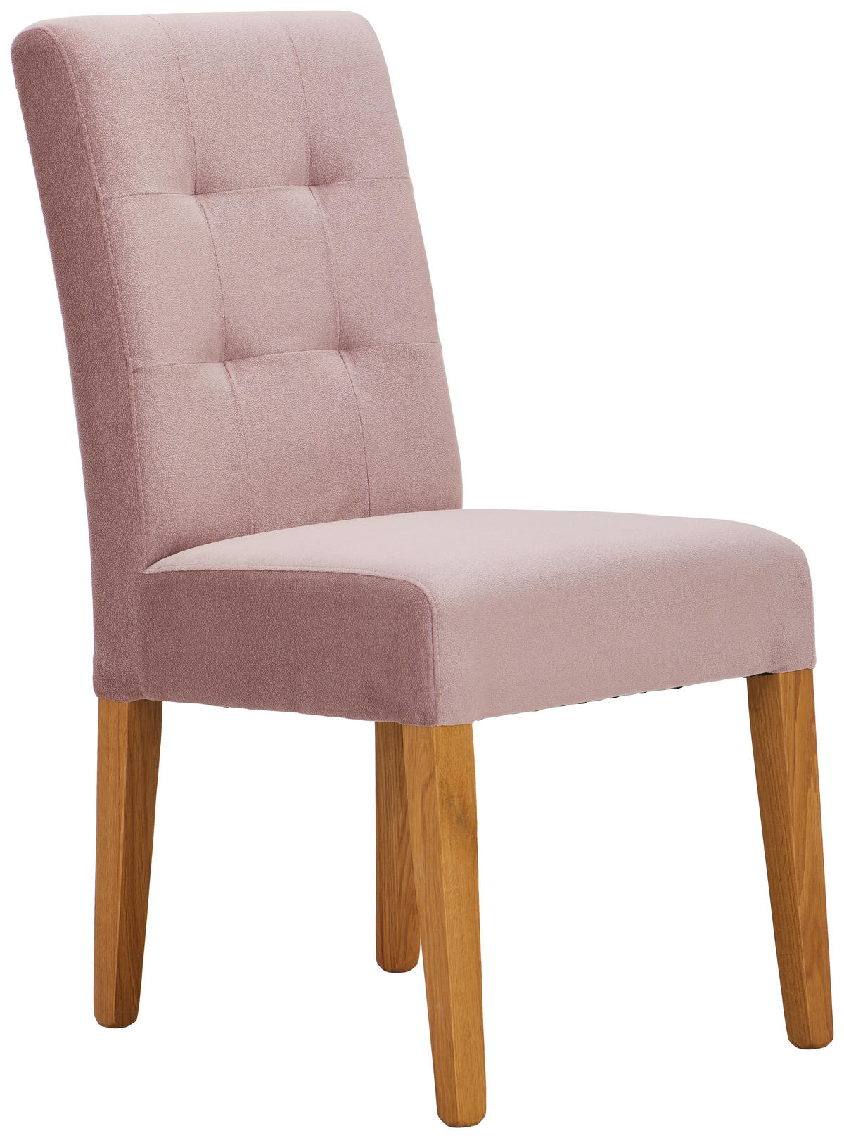 STUHL Samt Rosa, Eichefarben Eiche massiv  - Eichefarben/Rosa, LIFESTYLE, Holz/Textil (42/95/57cm) - Carryhome