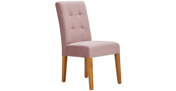STUHL in Holz, Textil Rosa, Eichefarben  - Eichefarben/Rosa, LIFESTYLE, Holz/Textil (42/95/57cm) - Carryhome