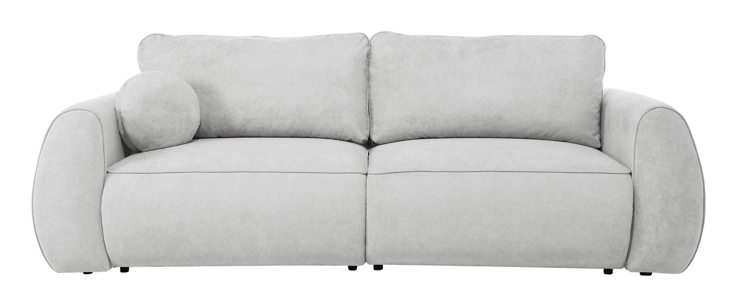 SCHLAFSOFA Chenille Hellgrau  inkl. Zierkissen, Rückenkissen, Bettkasten, Schlaffunktion, Rücken echt, Liegefläche im Originalstoff  - Hellgrau/Schwarz, KONVENTIONELL, Kunststoff/Textil (257/96/110cm) - Milino