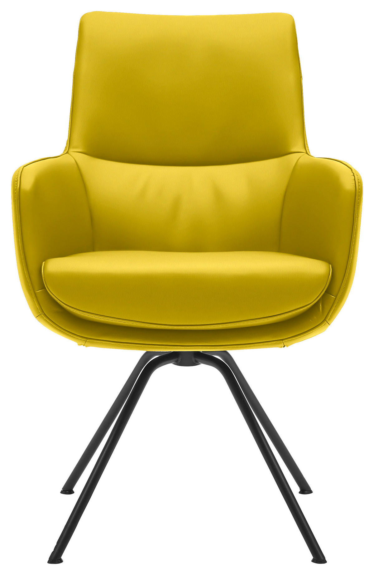 ARMLEHNSTUHL  in Stahl  - Gelb/Schwarz, Design, Leder/Metall (60/90/61cm) - Dieter Knoll