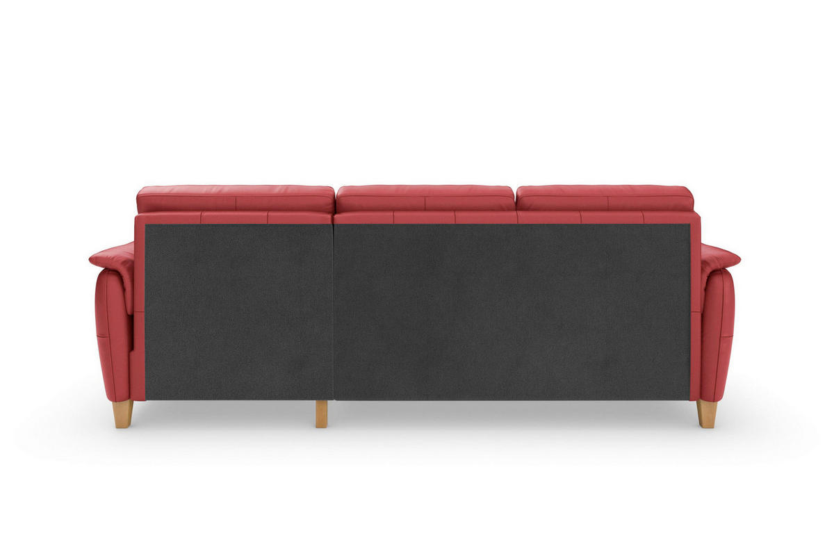 ROHOVÁ SEDAČKA, koža, červená - farba duba/červená, Basics, koža/drevo (244/163cm) - Sit & More
