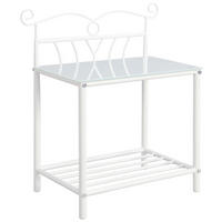 NOČNÁ SKRINKA, číra, biela, 53/60/30 cm - číra/biela, Basics, kov/sklo (53/60/30cm) - Carryhome