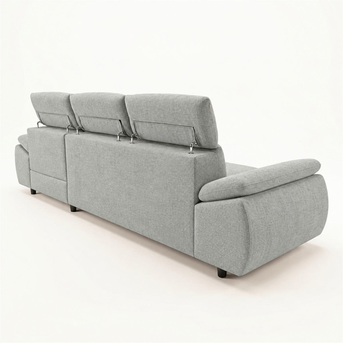 ECKSOFA  Struktur Hellgrau  - Hellgrau/Schwarz, Basics, Holz/Holzwerkstoff (281/166cm) - MID.YOU