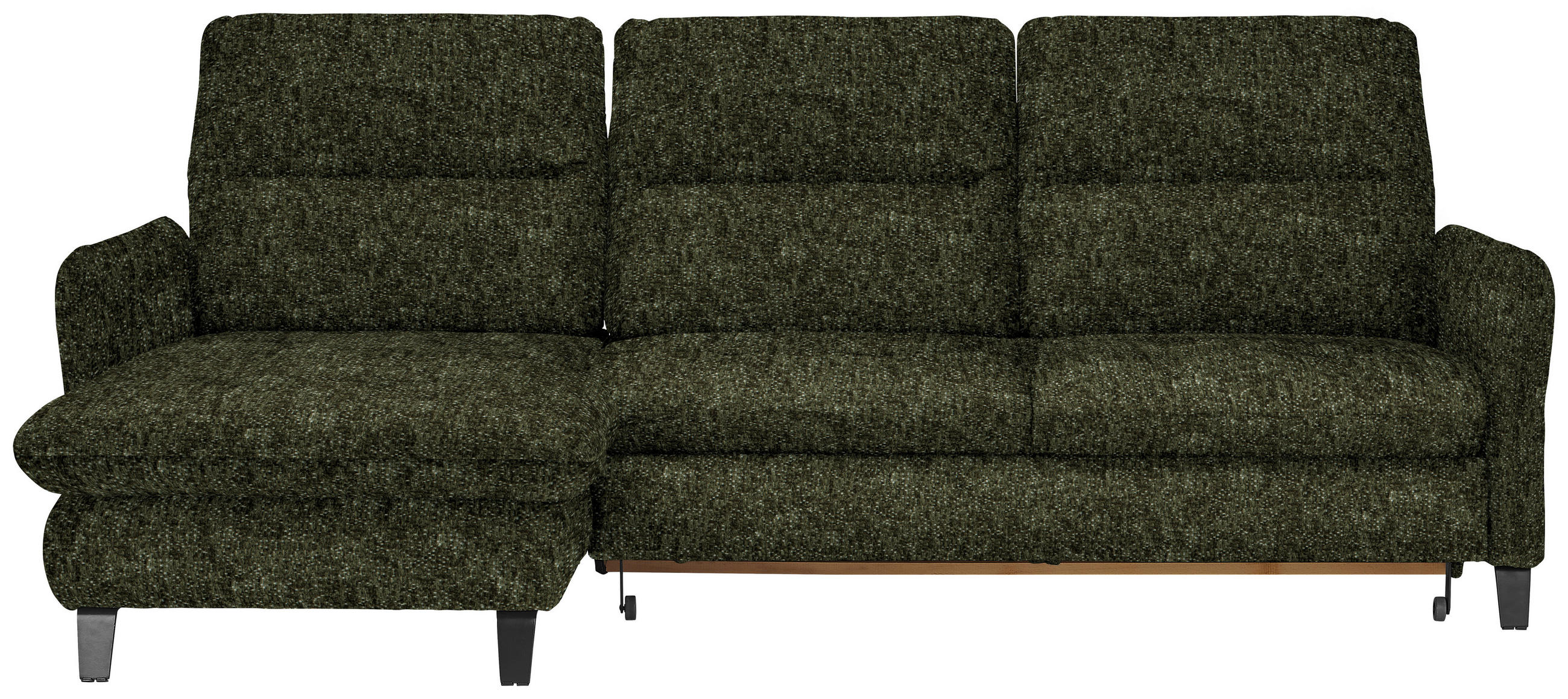 ECKSOFA Olivgrün Chenille  - Schwarz/Olivgrün, KONVENTIONELL, Textil/Metall (190/254cm) - Livetastic