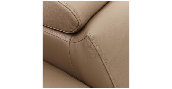 DREISITZER-SOFA Echtleder Hellbraun - Hellbraun/Chromfarben, Natur, Leder/Holz (217/100/105cm) - Valnatura