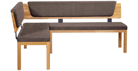 ECKBANK 171/208 cm Webstoff Braun, Eichefarben Eiche vollmassiv   - Eichefarben/Braun, KONVENTIONELL, Holz/Textil (171/208cm) - Linea Natura