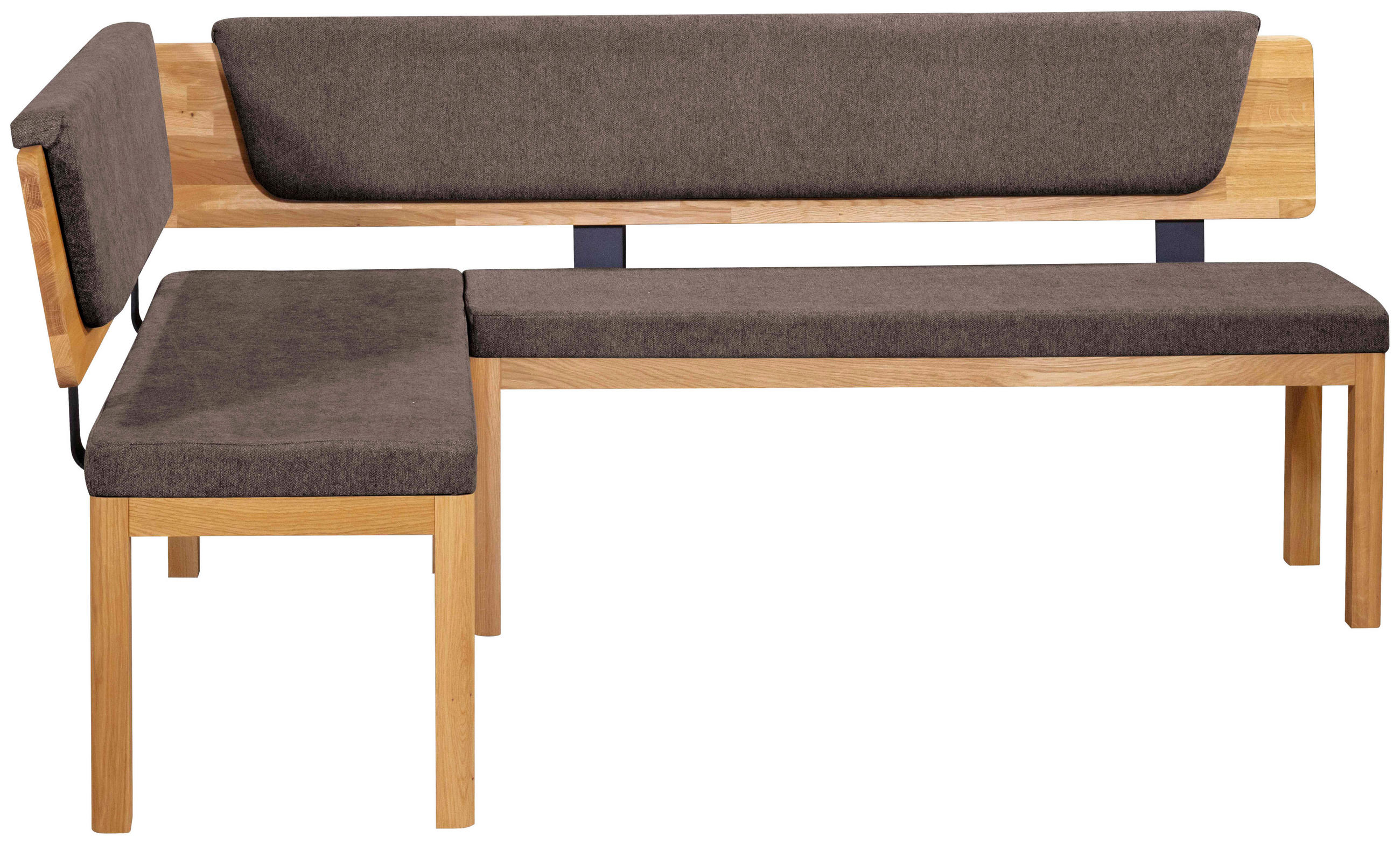 ECKBANK 171/248 cm Webstoff Braun, Eichefarben Eiche vollmassiv   - Eichefarben/Braun, KONVENTIONELL, Holz/Textil (171/248cm) - Linea Natura