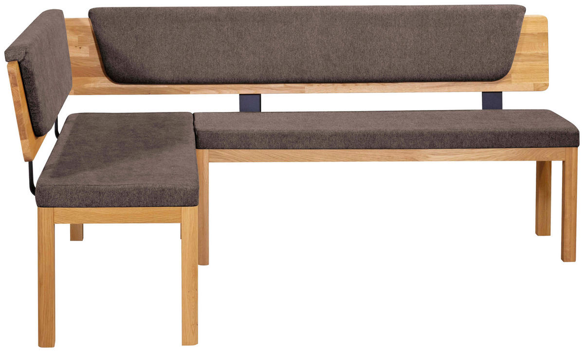 ECKBANK 171/248 cm Webstoff Braun, Eichefarben Eiche vollmassiv   - Eichefarben/Braun, KONVENTIONELL, Holz/Textil (171/248cm) - Linea Natura