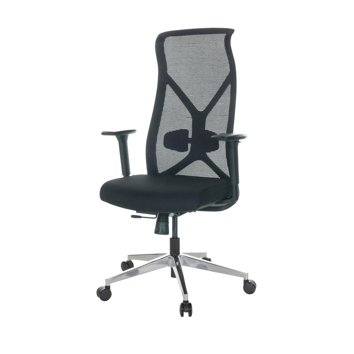 DREHSTUHL Schwarz  - Silberfarben/Schwarz, Basics, Kunststoff/Textil (69/119-128/60cm) - MID.YOU