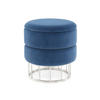 HOCKER Samt Silberfarben, Dunkelblau  - Silberfarben/Dunkelblau, Basics, Kunststoff/Textil (37,5/41/37,5cm) - Kayoom