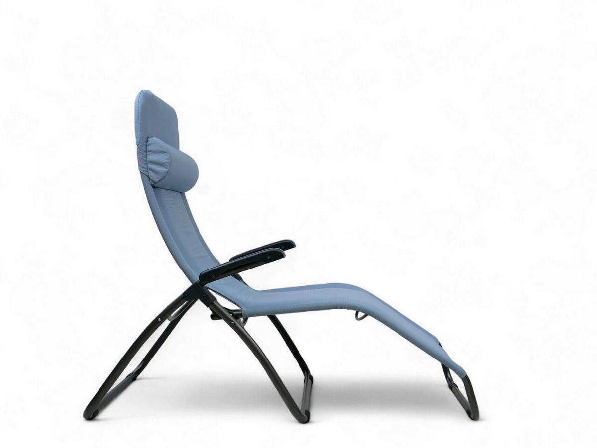 BÄDERLIEGE 69/118/185 cm  - Azurblau/Anthrazit, KONVENTIONELL, Textil/Metall (69/118/185cm)