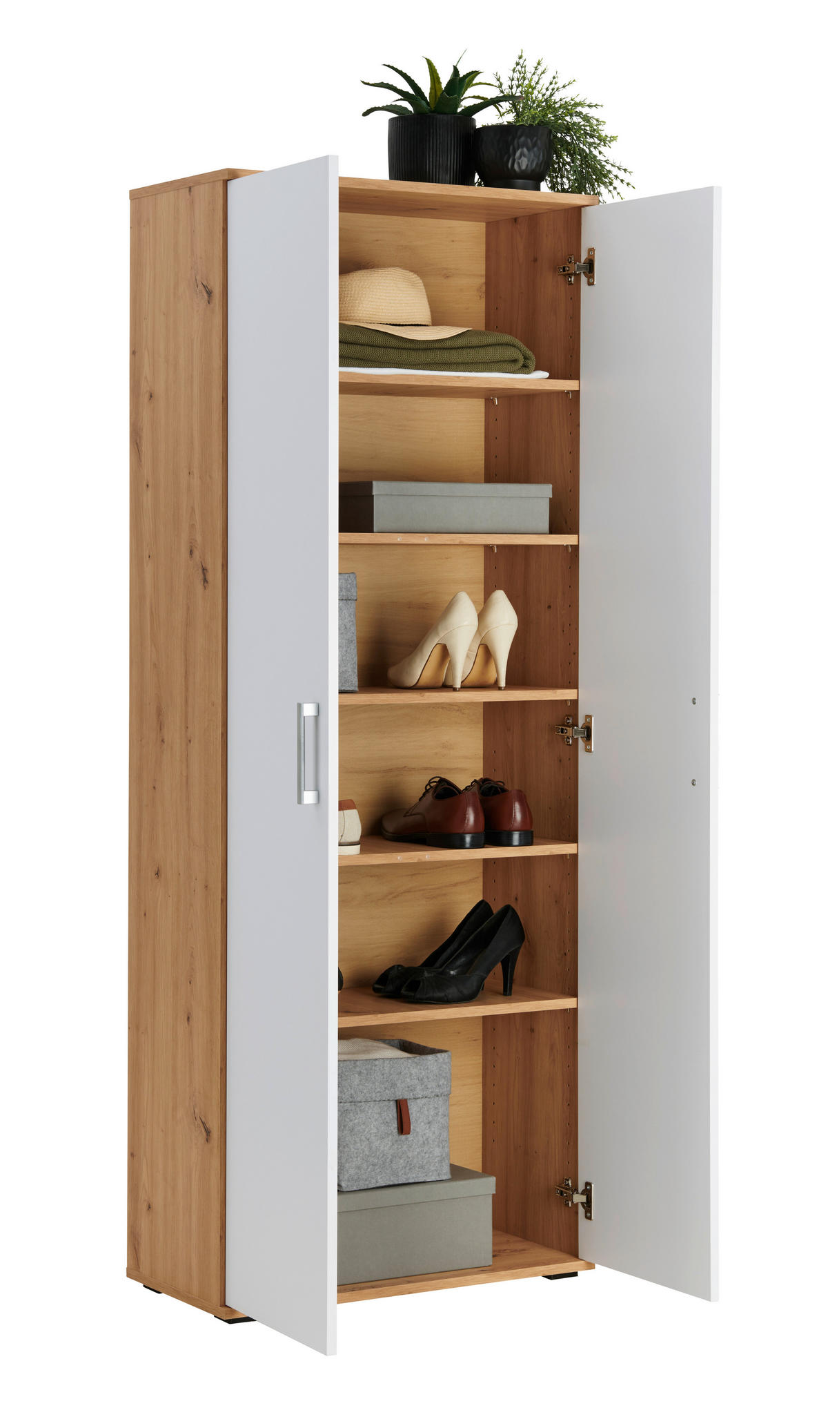 MEHRZWECKSCHRANK 70/178,9/33,5 cm  in Weiß, Eiche Artisan  - Schwarz/Weiß, KONVENTIONELL, Holzwerkstoff/Kunststoff (70/178,9/33,5cm) - Xora