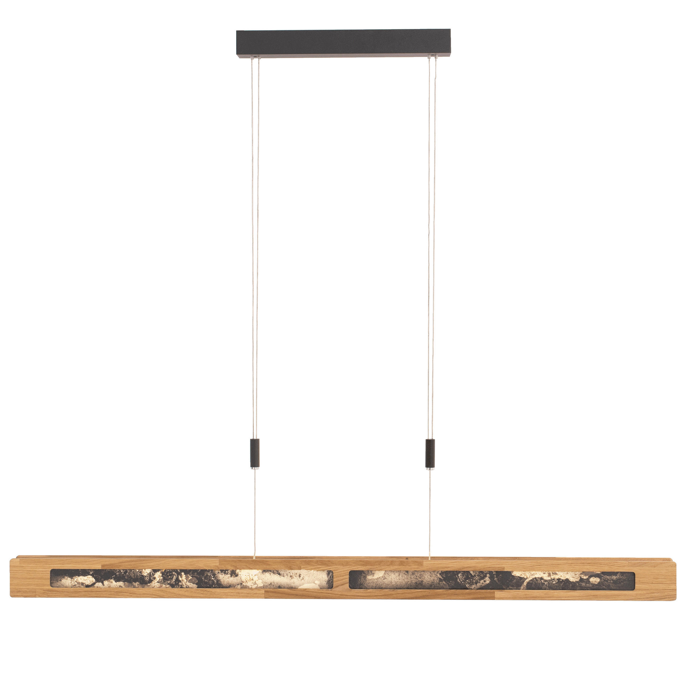 LED-HÄNGELEUCHTE Rhön 89/7/150 cm  - Eichefarben/Schwarz, Natur, Holz/Stein (89/7/150cm) - Waldwelt