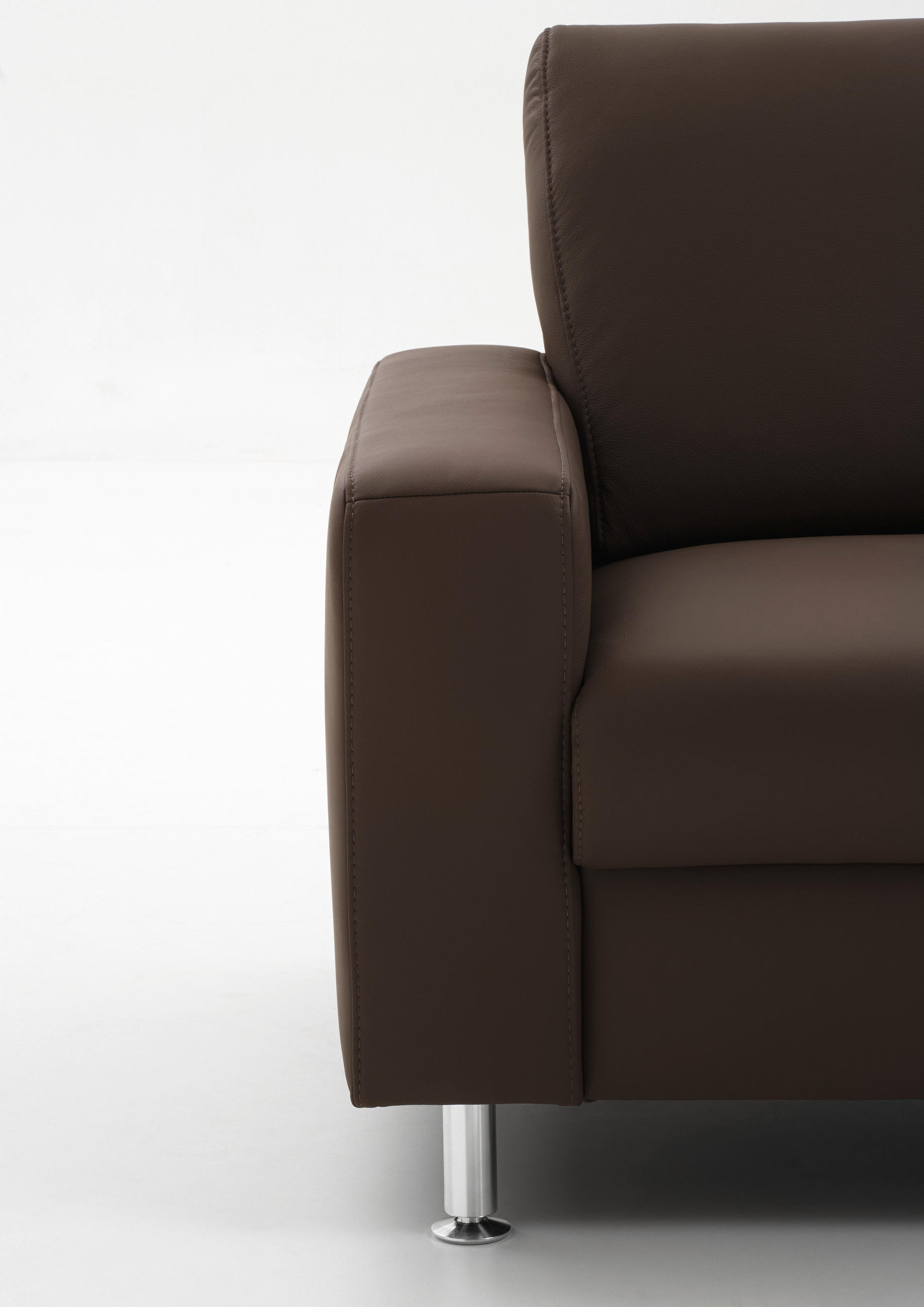 WOHNLANDSCHAFT Dunkelbraun Echtleder - Dunkelbraun/Alufarben, Design, Leder/Metall (165/338/233cm) - Beldomo Premium