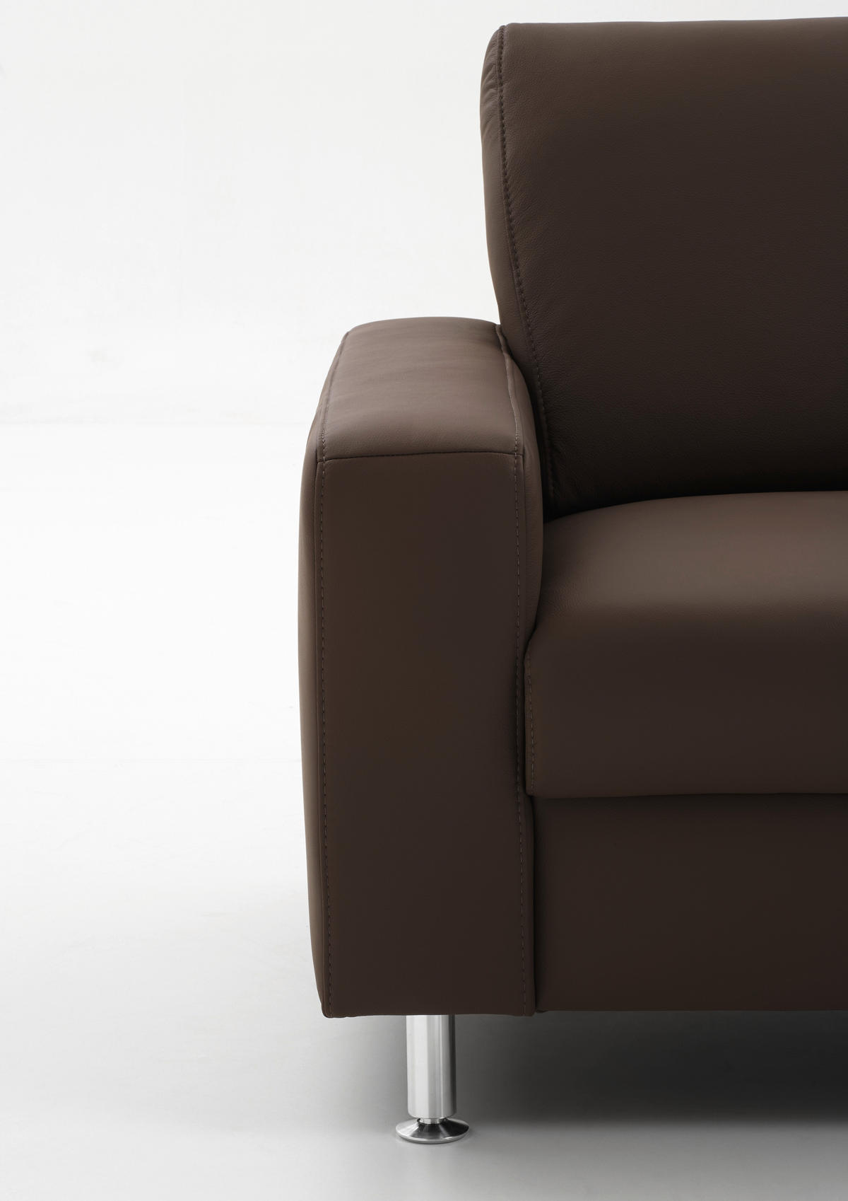 WOHNLANDSCHAFT in Echtleder Dunkelbraun  - Dunkelbraun/Alufarben, Design, Leder/Metall (165/338/233cm) - Beldomo Premium