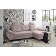 ECKSOFA Rosa Mikrovelours  - Chromfarben/Schwarz, KONVENTIONELL, Kunststoff/Textil (270/170cm) - Carryhome