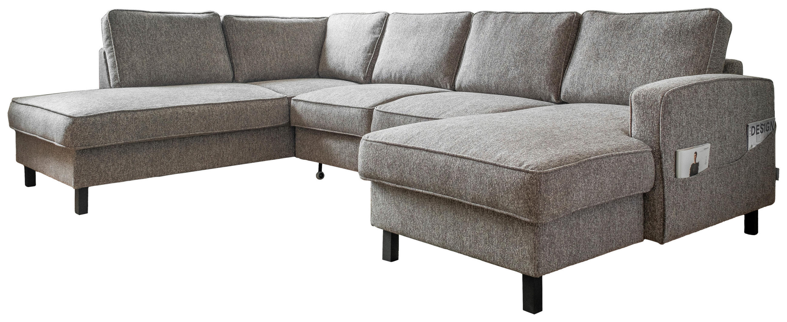WOHNLANDSCHAFT Grau Struktur  - Schwarz/Grau, Holz/Textil (198/298/148cm) - MID.YOU