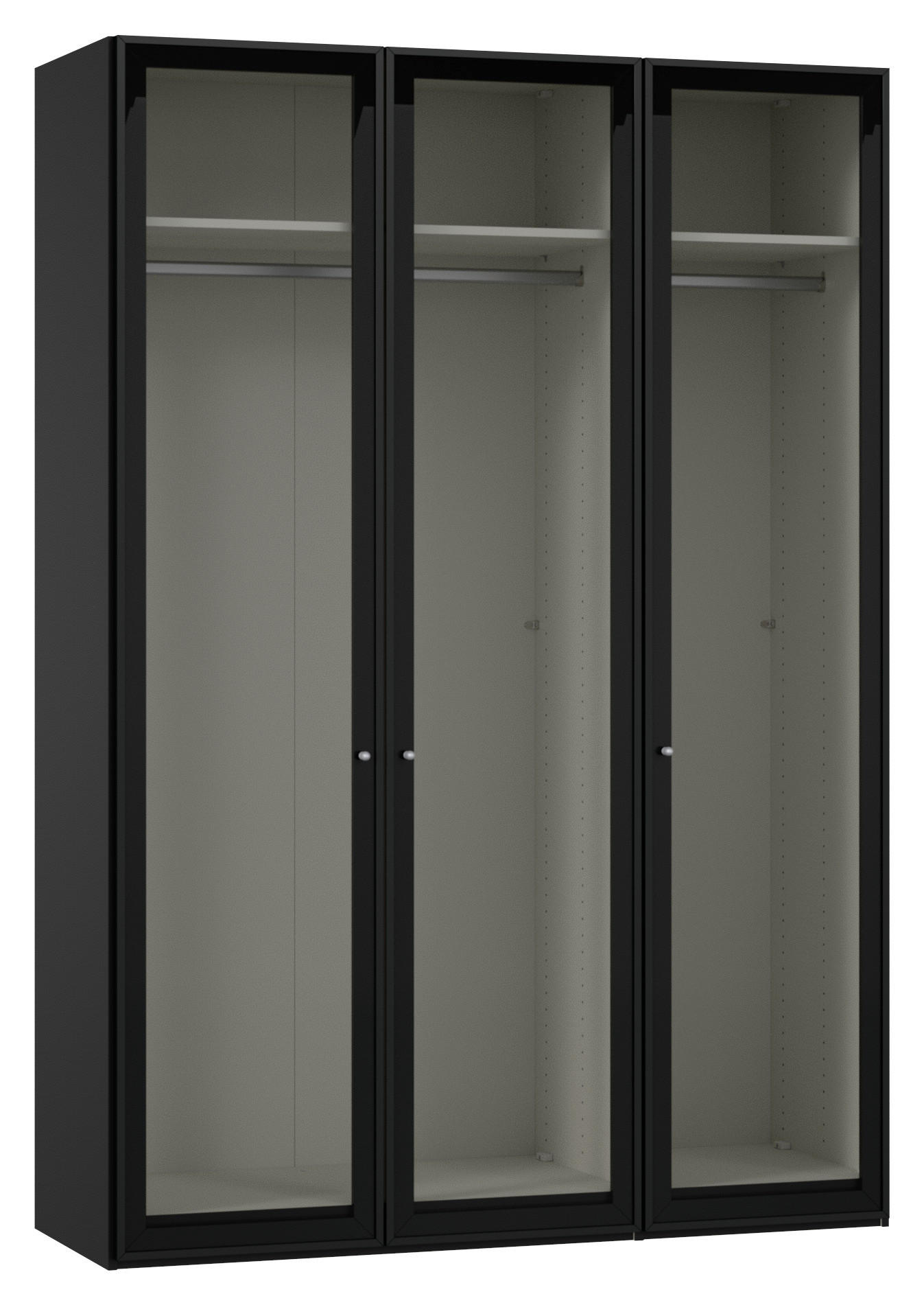 DREHTÜRENSCHRANK 152/220/59 cm,  in Schwarz, 3-türig  - Silberfarben/Schwarz, Design, Glas/Holzwerkstoff (152/220/59cm) - Jutzler