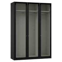 DREHTÜRENSCHRANK 152/220/59 cm,  in Schwarz, 3-türig  - Silberfarben/Schwarz, Design, Glas/Holzwerkstoff (152/220/59cm) - Jutzler