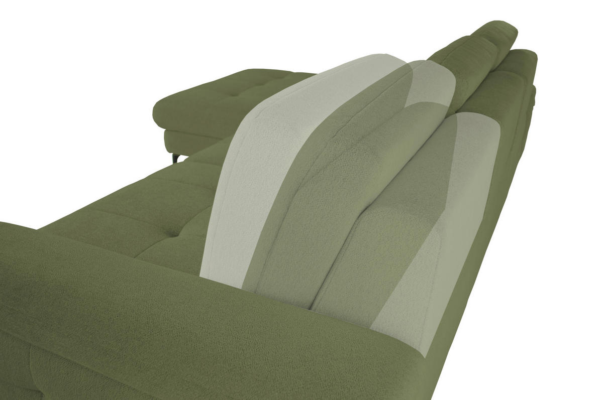 ECKSOFA ALMA in Chenille Grün  191/285 cm  - Schwarz/Grün, Design, Textil/Metall (191/285cm) - Livetastic