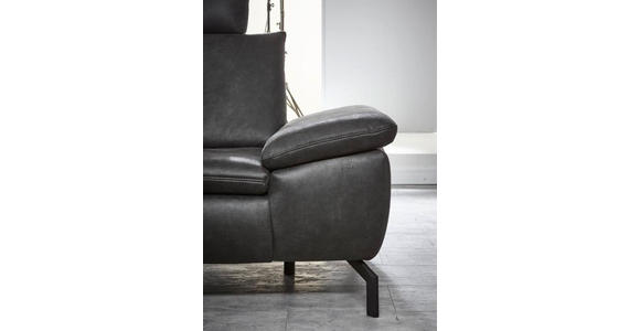 ECKSOFA in Mikrofaser Anthrazit - Anthrazit/Schwarz, Design, Textil/Metall (181/341cm) - Dieter Knoll