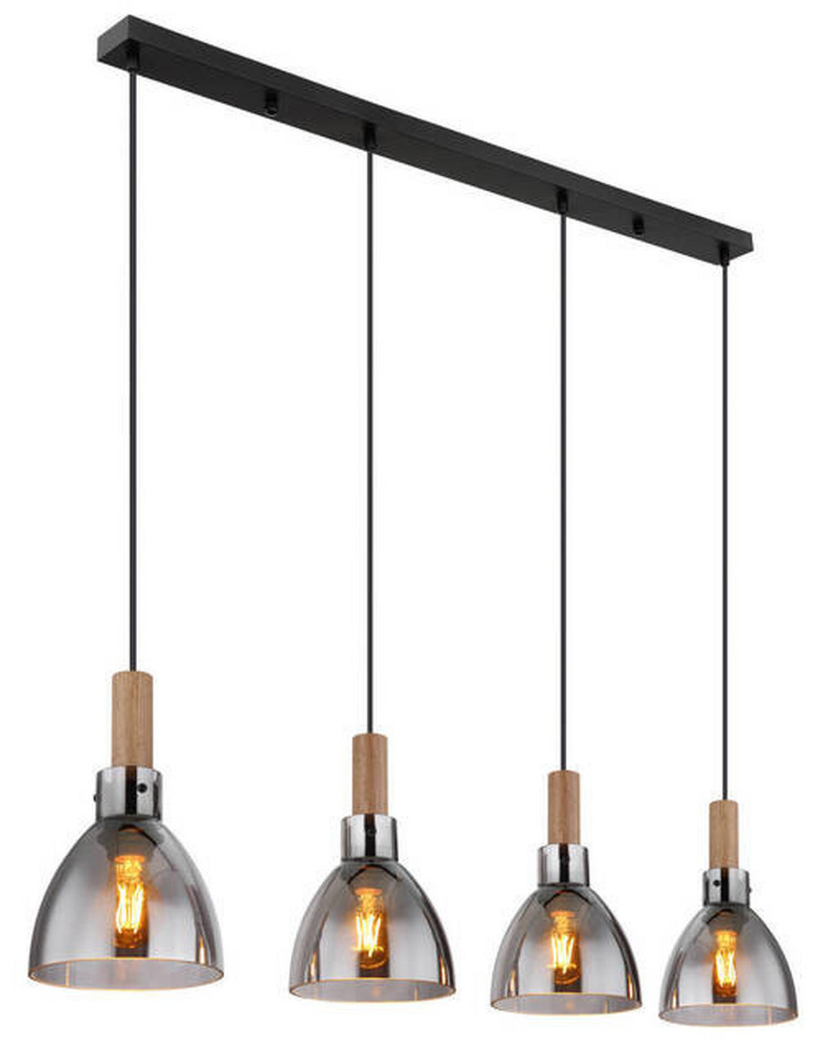 HÄNGELEUCHTE 105/16/120 cm    - Schwarz, Design, Glas/Holzwerkstoff (105/16/120cm) - Globo