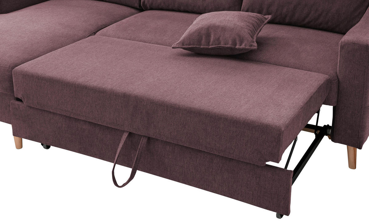 ECKSOFA  in Struktur Bordeaux  150/228 cm  - Bordeaux/Naturfarben, KONVENTIONELL, Holz/Textil (150/228cm) - P & B