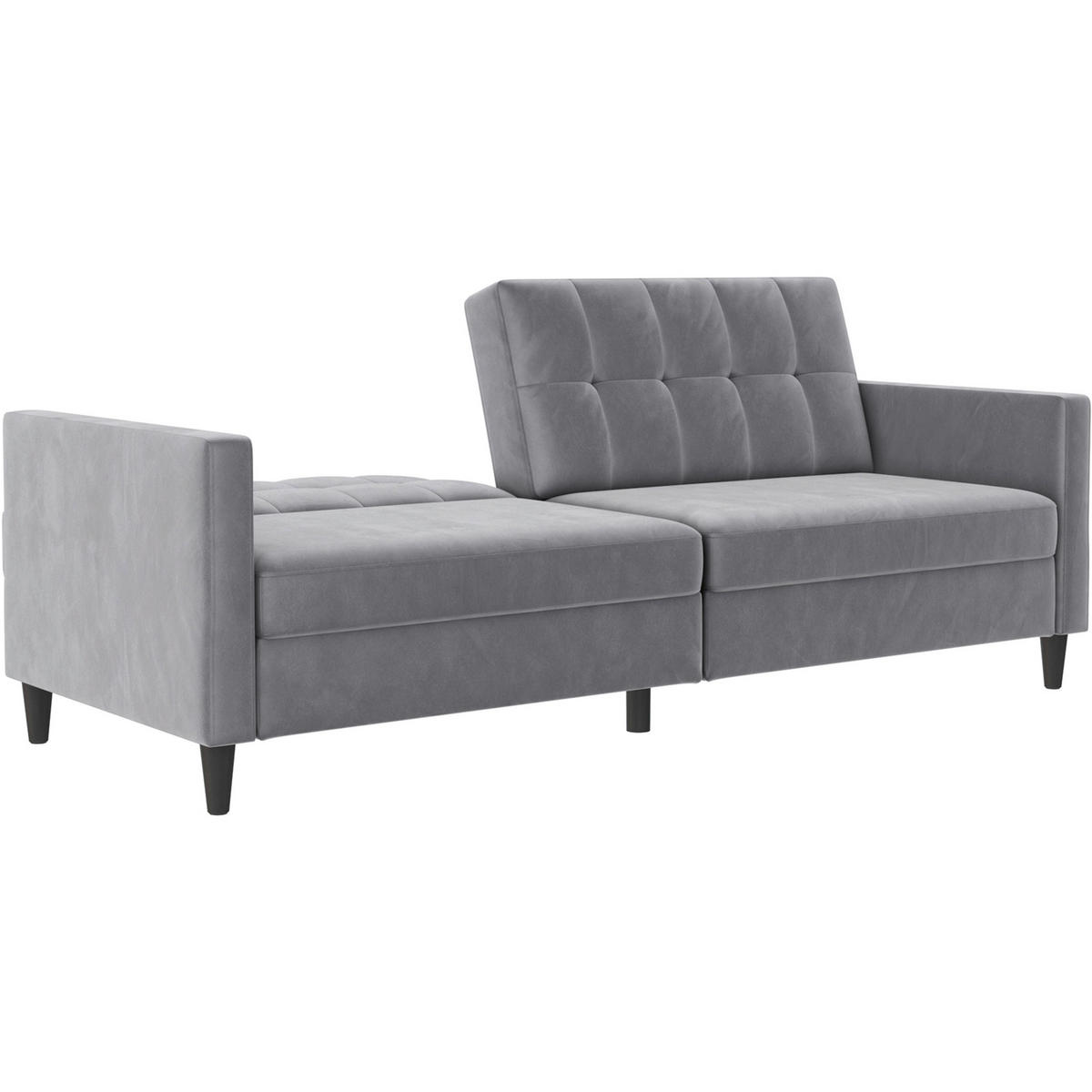 SCHLAFSOFA HANNOVER in Samt Grau Vintage, Skandinavisch, Modern  - Schwarz/Grau, Basics, Kunststoff/Textil (203/82/83cm) - Livetastic