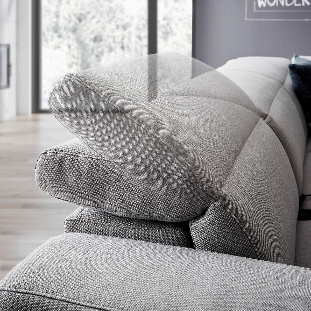 ECKSOFA Grau Flachgewebe  - Schwarz/Grau, Design, Textil/Metall (238/290cm) - Pure Home Lifestyle