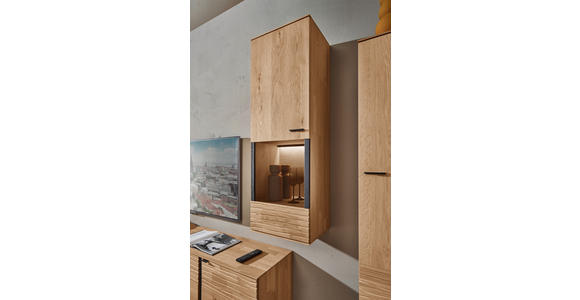 WOHNWAND  in Eichefarben  288/212/44 cm  - Eichefarben/Anthrazit, Natur, Glas/Holz (288/212/44cm) - Valnatura