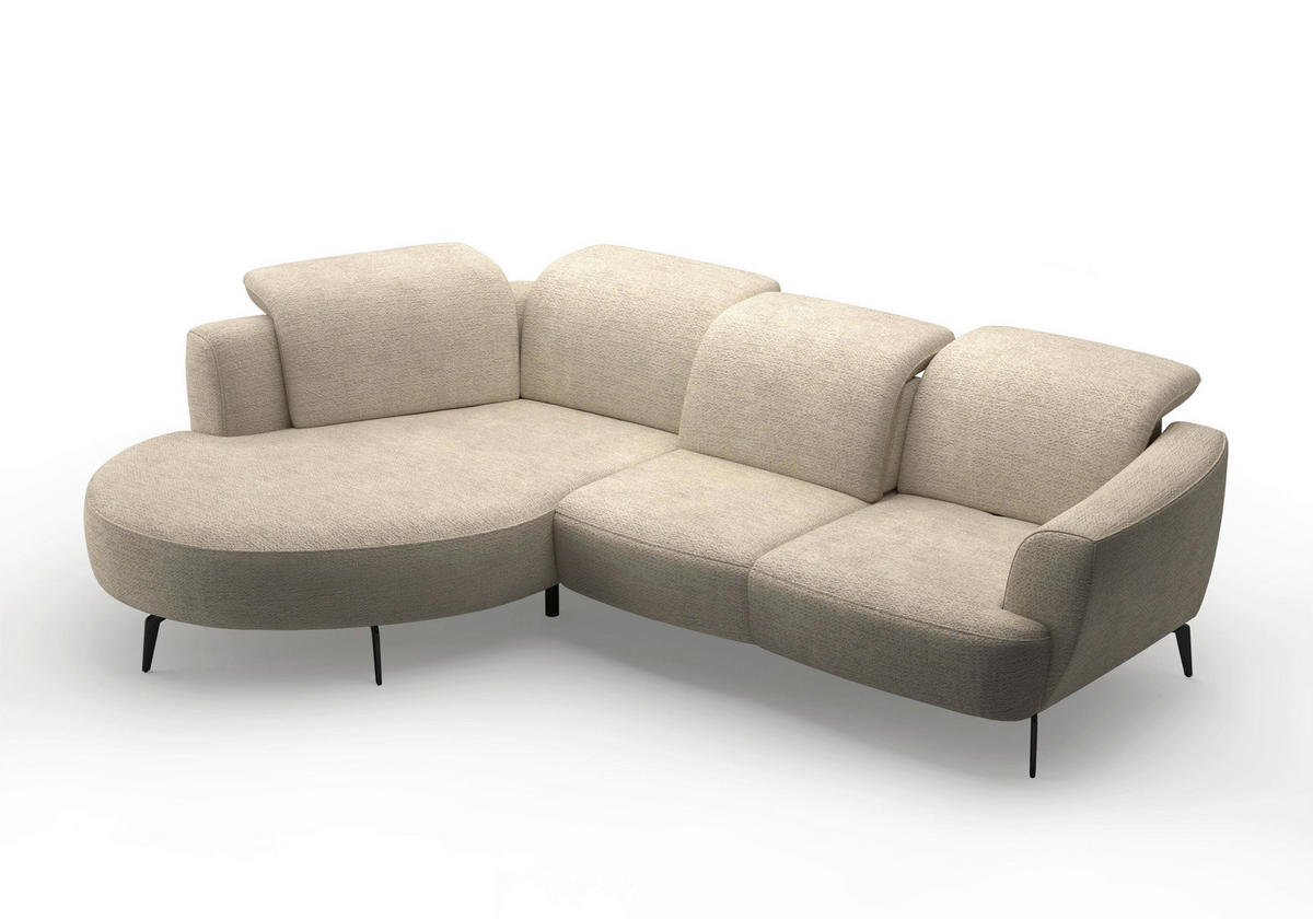 ECKSOFA in Chenille Sandfarben  - Sandfarben/Schwarz, Konventionell, Textil/Metall (199/309cm) - Sit & More