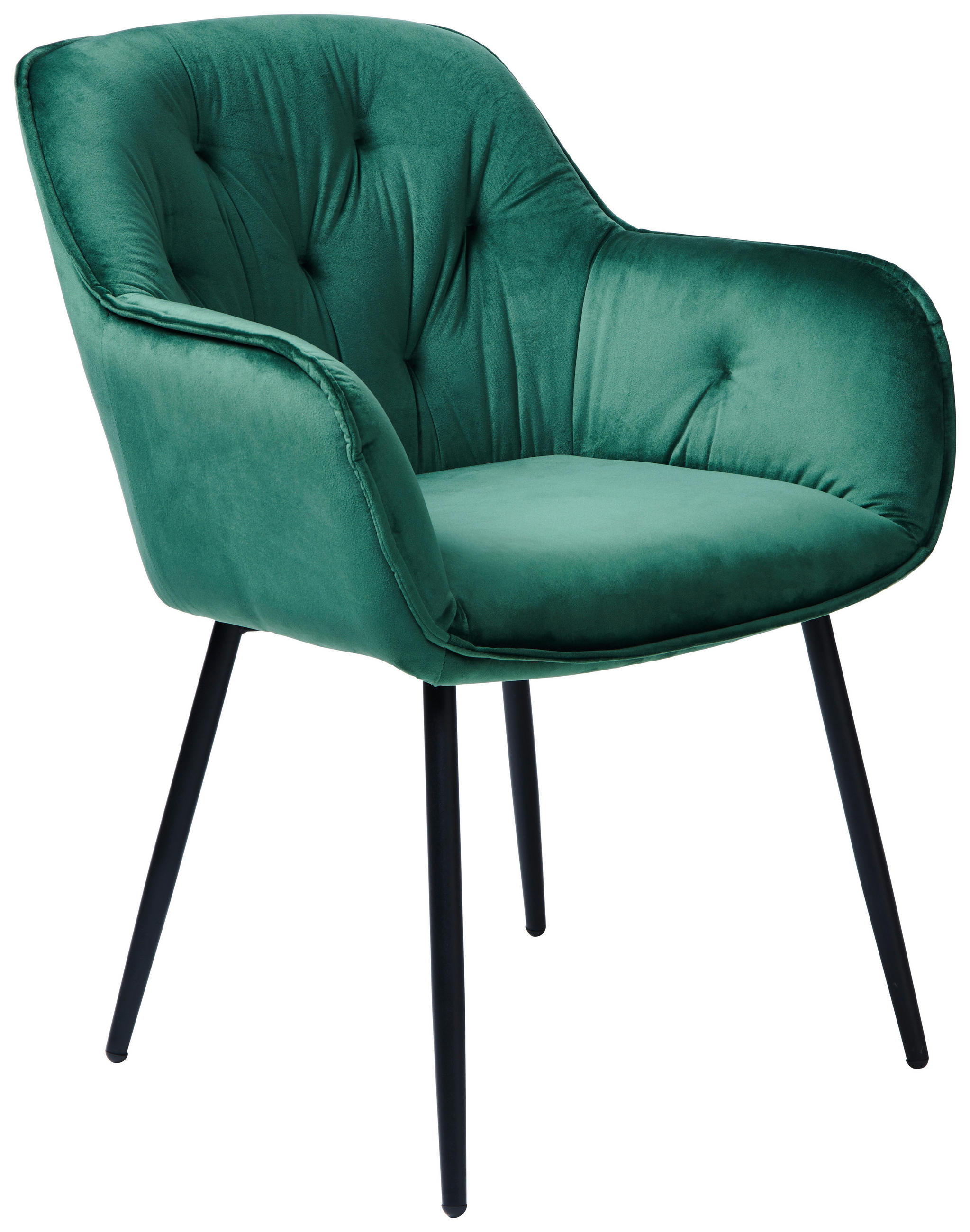 Scaun Cu Brațe din metal, textil, negru, verde închis
