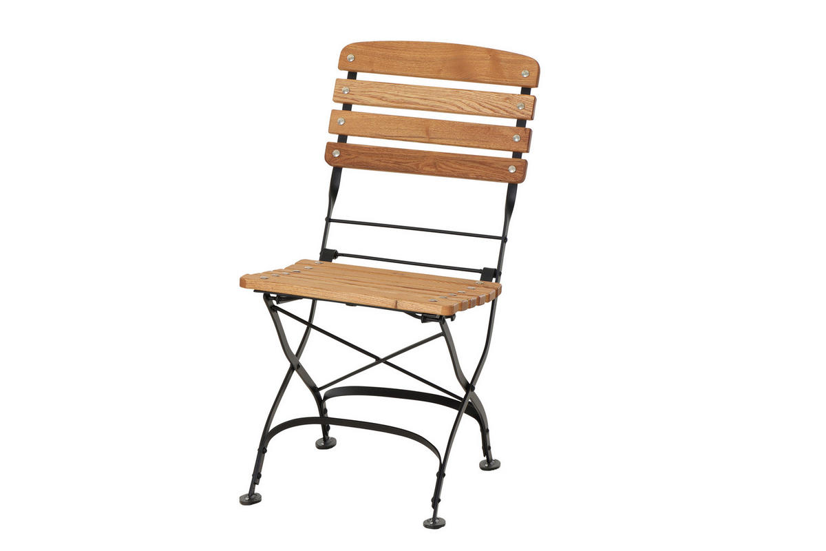 GARTENKLAPPSTUHL Robinie Stahl Robinienfarben, Schwarz  - Robinienfarben/Schwarz, KONVENTIONELL, Holz/Metall (60/87/57cm) - Siena Garden