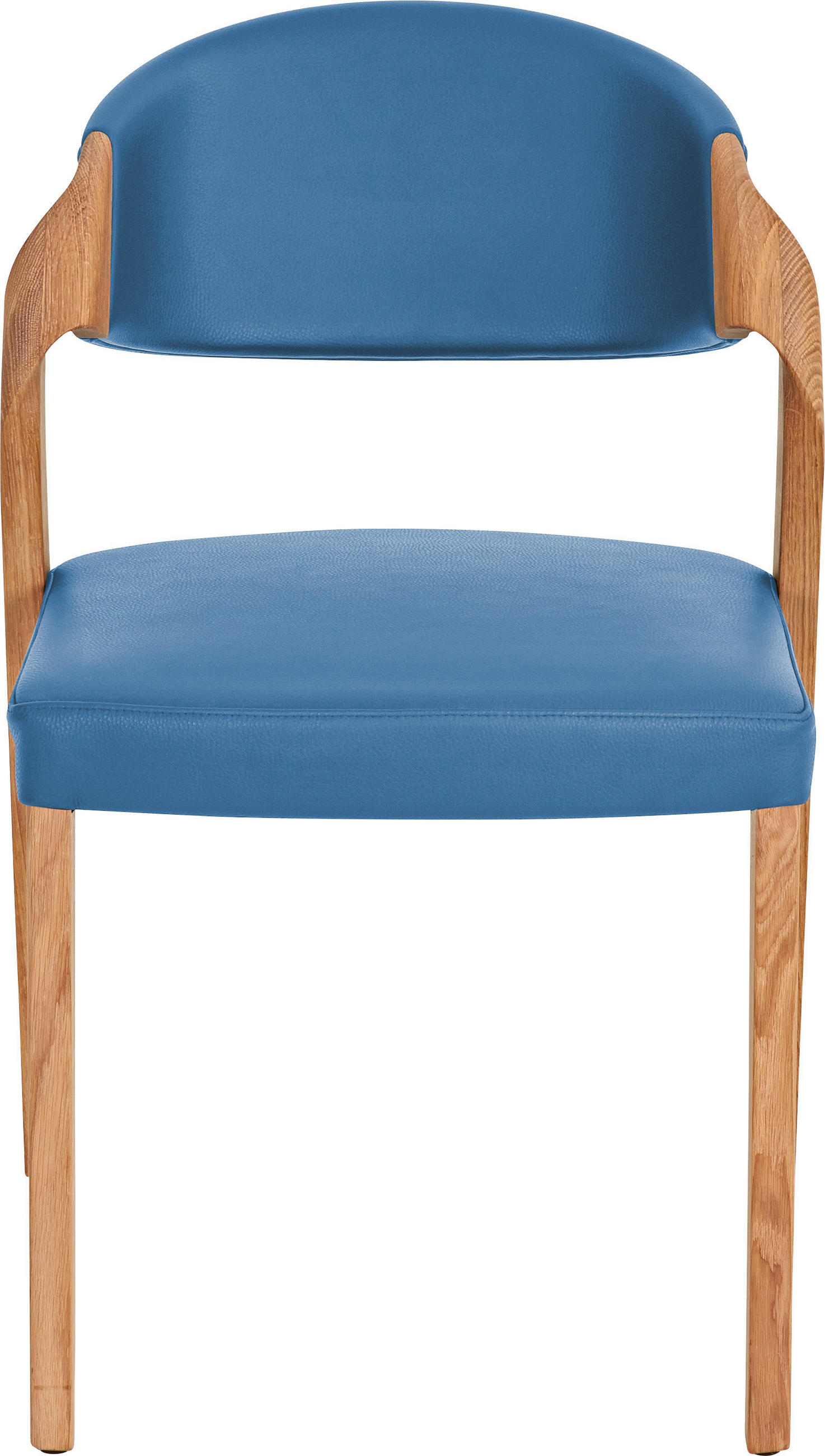 STUHL Echtleder Blau, Eichefarben Altholz, Eiche massiv  - Blau/Eichefarben, Natur, Leder/Holz (53/82/57cm) - Voglauer