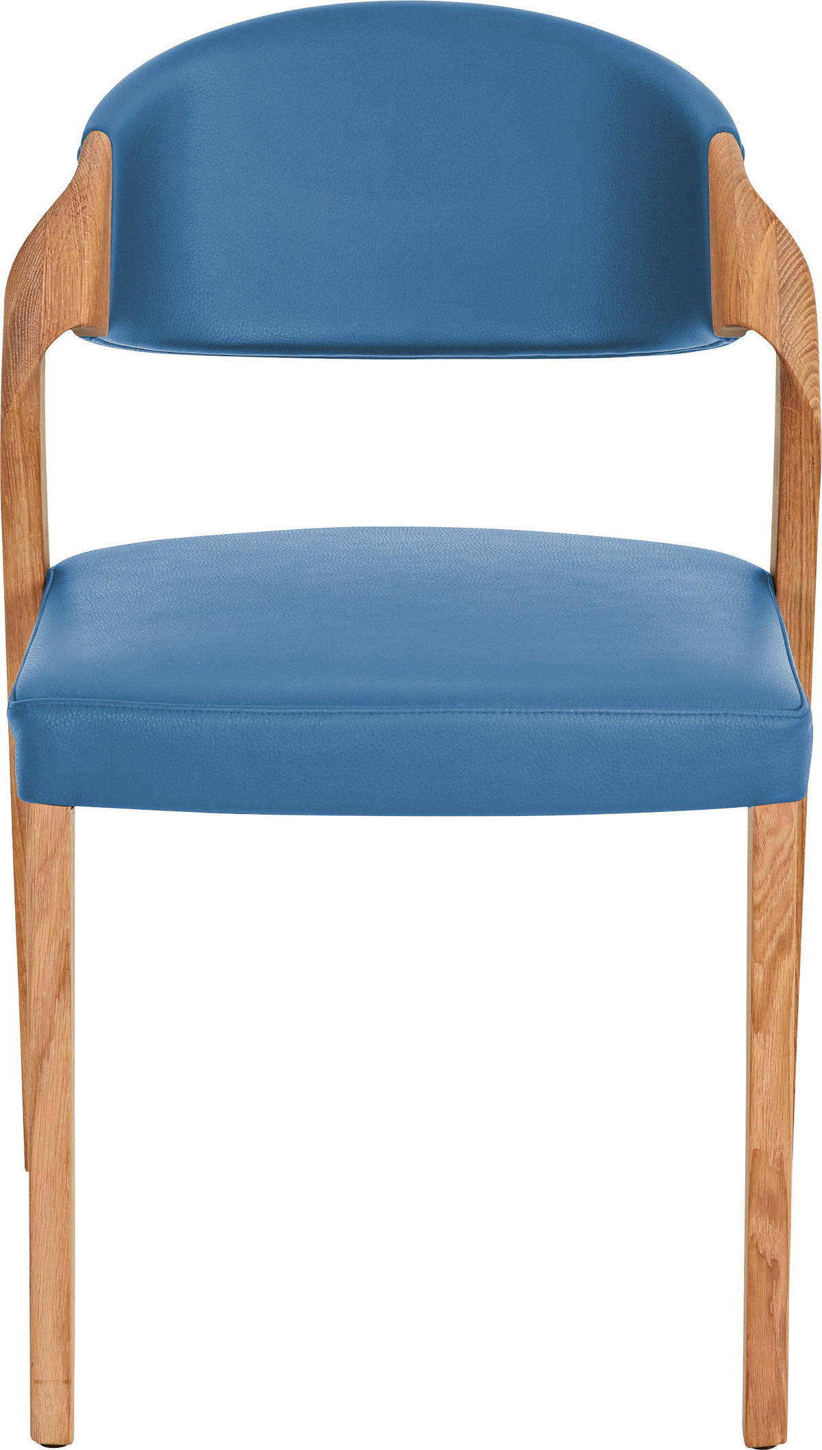 STUHL Echtleder Blau, Eichefarben Altholz, Eiche massiv  - Blau/Eichefarben, Natur, Leder/Holz (53/82/57cm) - Voglauer