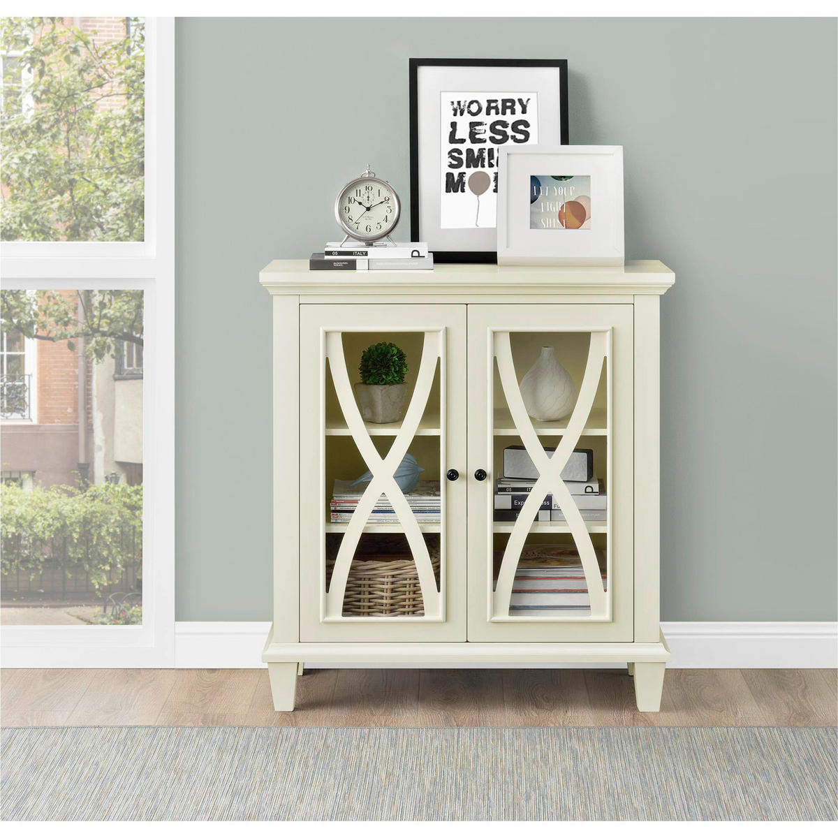 KOMMODE Ellington  in 79/85/37 cm  - Elfenbein/Schwarz, Design, Glas/Holzwerkstoff (79/85/37cm) - MID.YOU