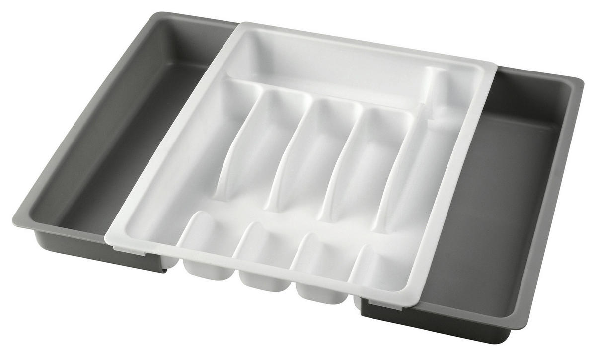 PRÍBORNÍK DO ZÁSUVKY, plast, 29/38/6,5 cm - sivá/biela, Basics, plast (29/38/6,5cm) - Justinus