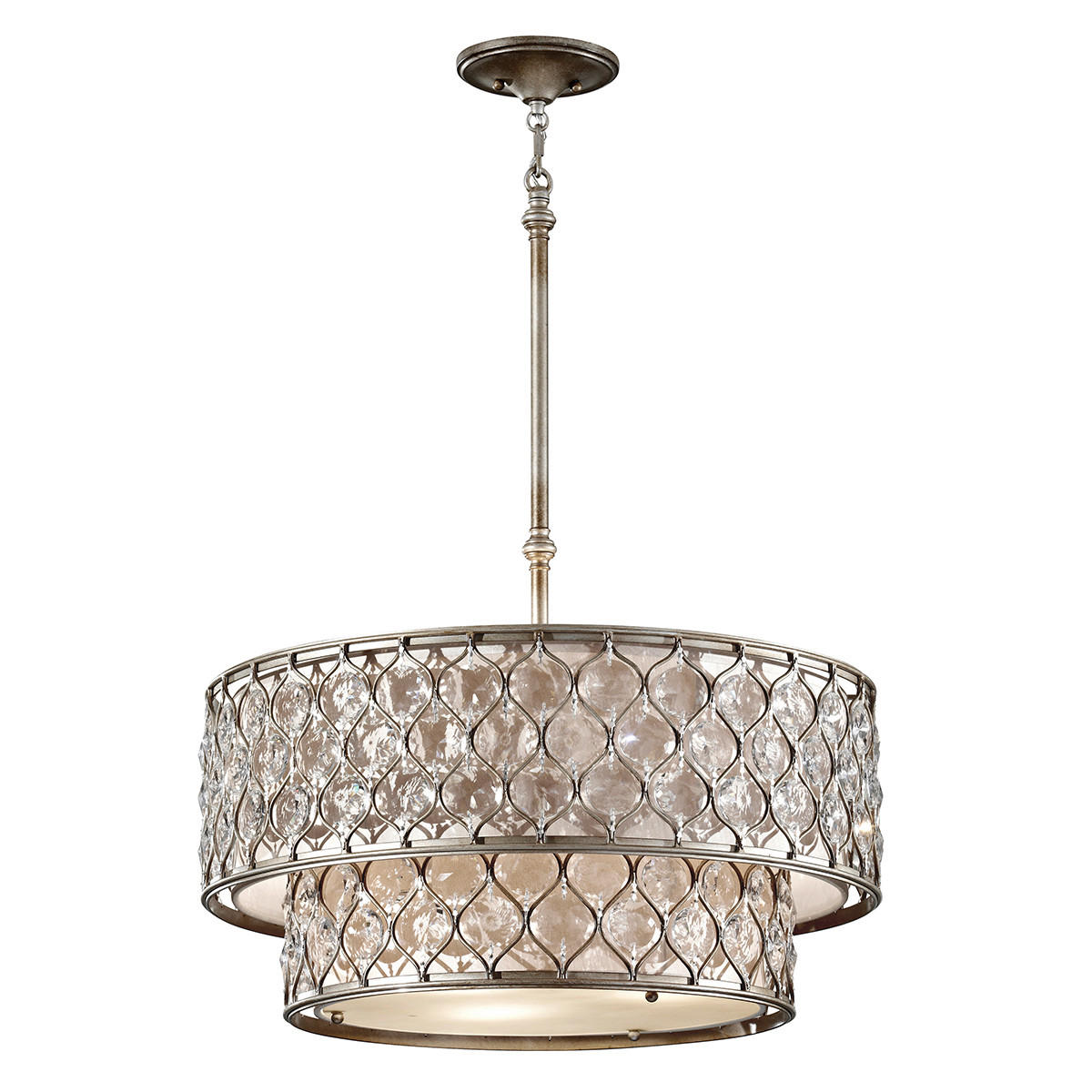 ZÁVESNÉ SVIETIDLO, 62.2/48 cm  - strieborná, Konventionell, kov/textil (62.2/48cm) - Elstead Lighting