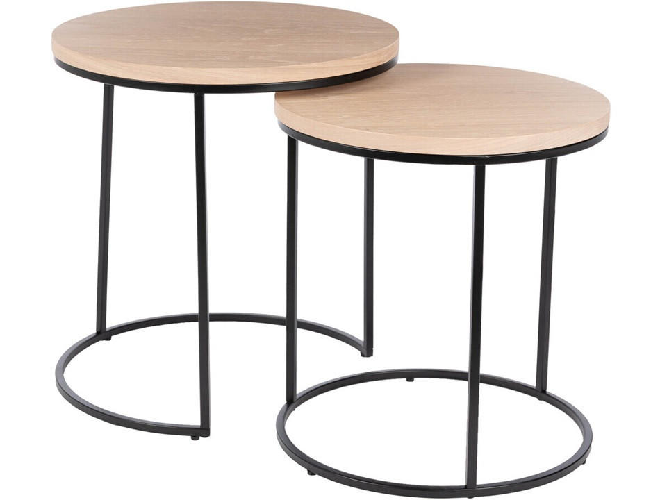 SIDOBORD SET i trä, metall 45/50/45/50/49/54 cm  - ek Bianco/svart, Design, metall/trä (45/50/45/50/49/54cm) - Best Price