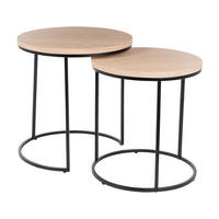 SIDOBORD SET i trä, metall 45/50/45/50/49/54 cm  - ek Bianco/svart, Design, metall/trä (45/50/45/50/49/54cm) - Best Price