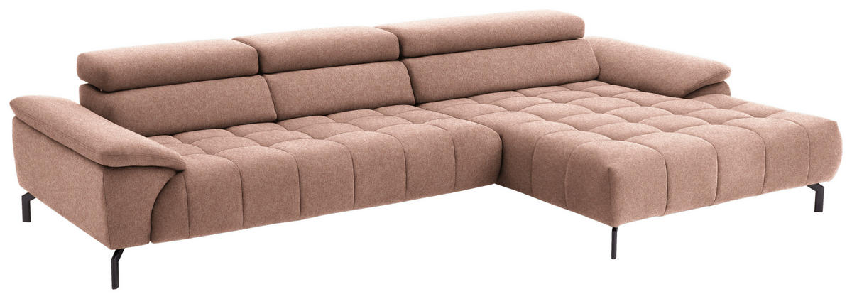 ECKSOFA in Webstoff Orange  - Schwarz/Orange, Design, Textil/Metall (329/190cm) - Beldomo Style