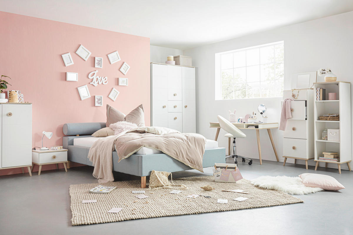 NOČNÍ STOLEK bílá, barvy dubu - bílá/barvy dubu, Moderní, dřevo/kompozitní dřevo (52/40/38cm) - Modern Living