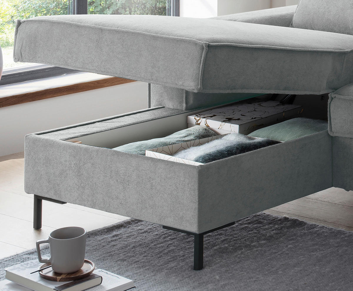 SJEDEĆA GARNITURA tekstil  antracit   - crna/antracit, Moderno, tekstil/metal (150/309/198cm) - MID.YOU