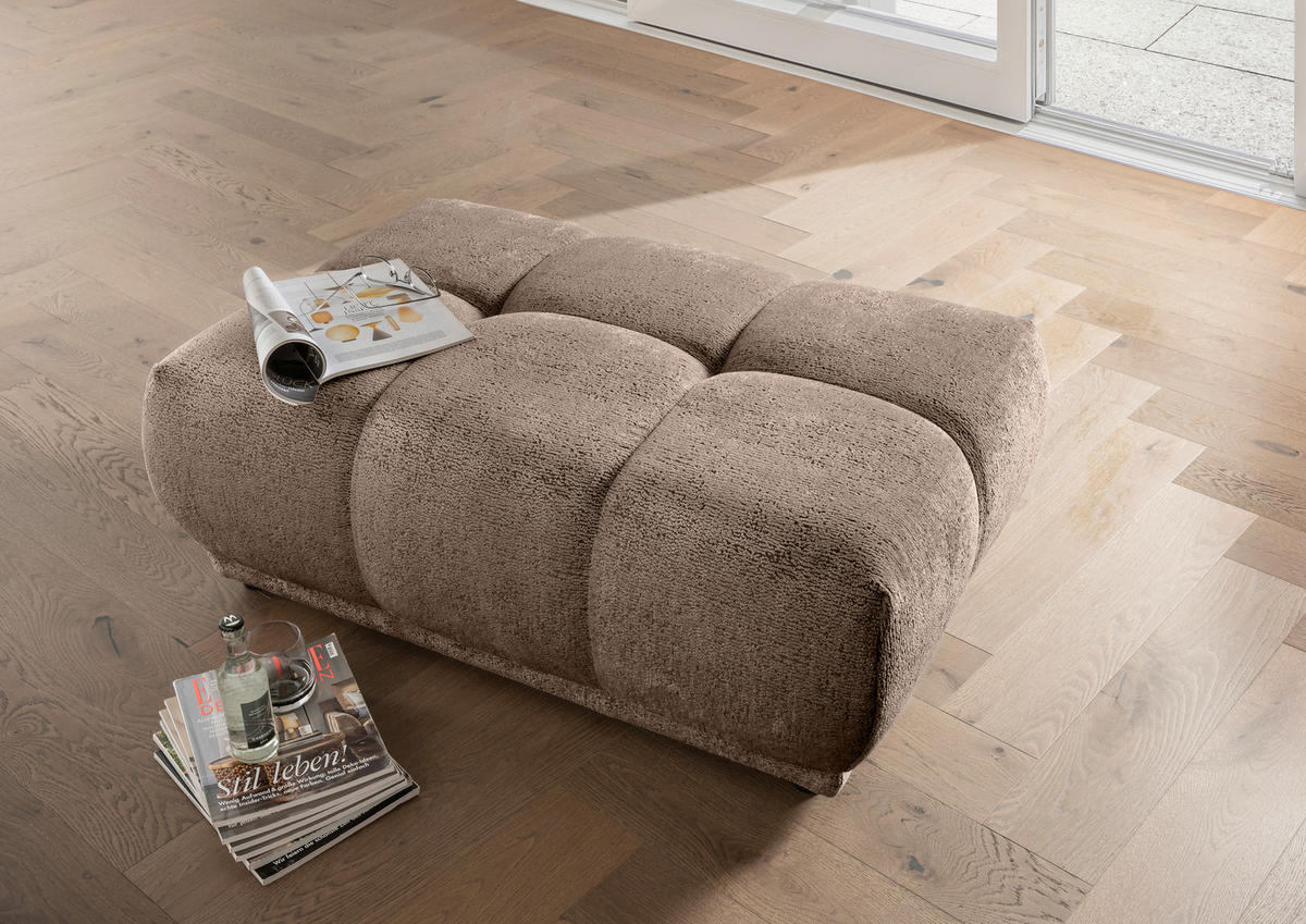 ECKSOFA Chenille Braun  - Schwarz/Braun, Modern, Kunststoff/Textil (254/203cm) - Livetastic