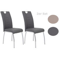 STUHL-SET 2 Stück  in Stahl Lederlook Metall, Textil  - Chromfarben/Weiß, MODERN, Textil/Metall (43/100/64cm) - MID.YOU