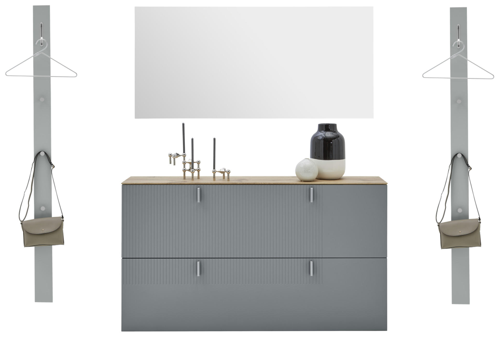 GARDEROBE 4-teilig  in 180/192/28 cm  - Eichefarben/Grau, Design, Holz/Holzwerkstoff (180/192/28cm) - Dieter Knoll