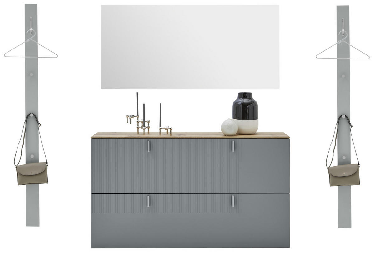 GARDEROBE 4-teilig  in 180/192/28 cm  - Eichefarben/Grau, Design, Holz/Holzwerkstoff (180/192/28cm) - Dieter Knoll