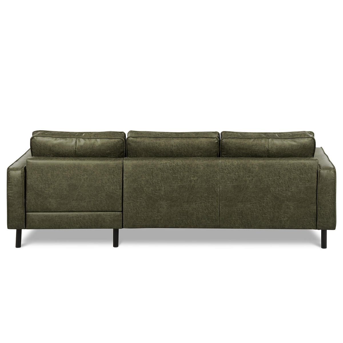 ECKSOFA Grün Echtleder Lederlook Bettkasten, Schlaffunktion, Rücken echt  - Schwarz/Grün, Design, Leder/Textil (166/238cm) - Livetastic
